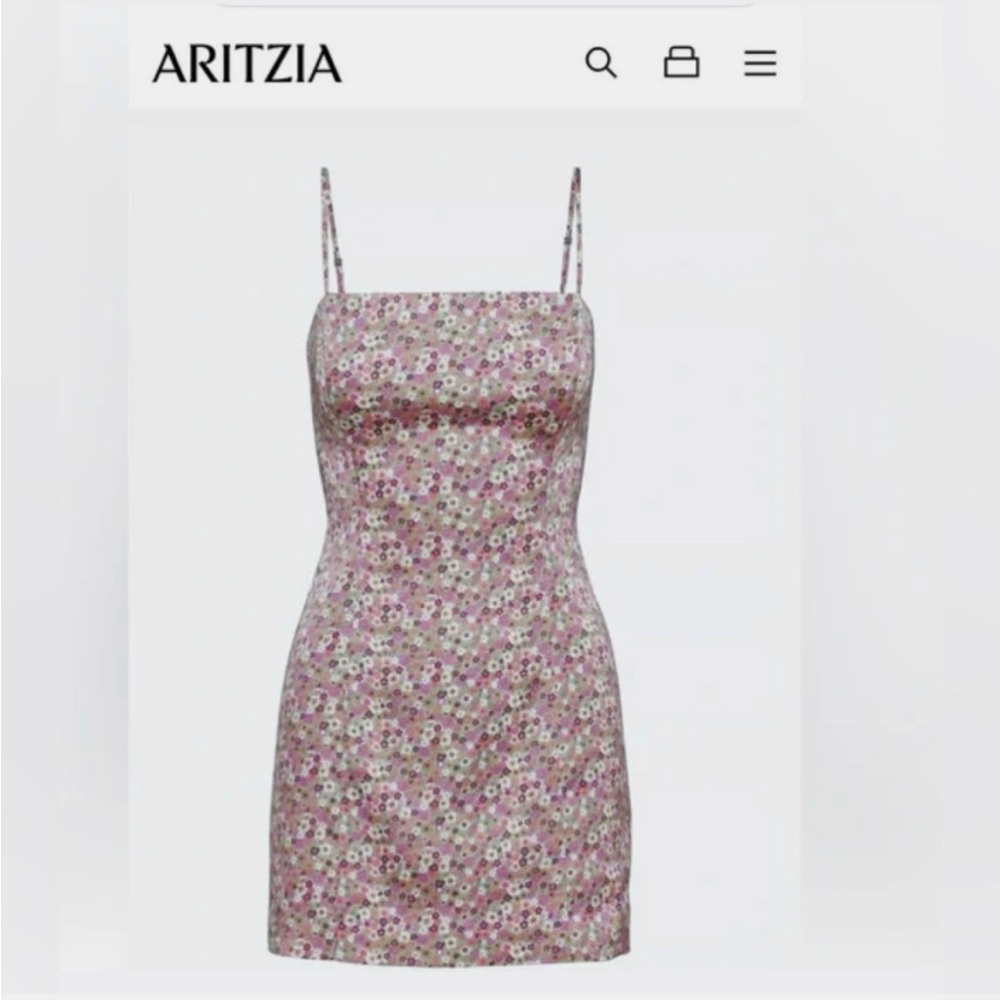 Aritzia Satin Shimmer Purple Floral Mini Dress 00